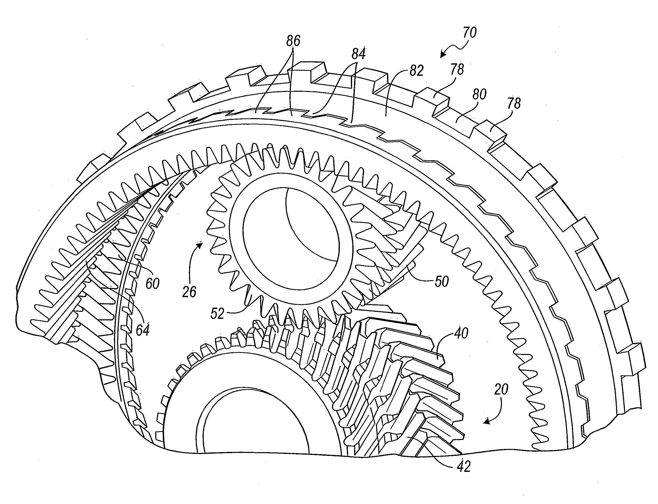 Plantary Transmission Having Double Helical Teeth