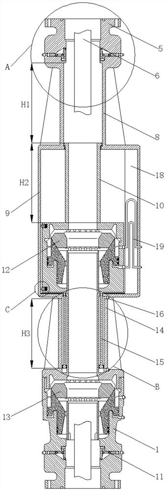 A movable double rubber core underwater annular blowout preventer