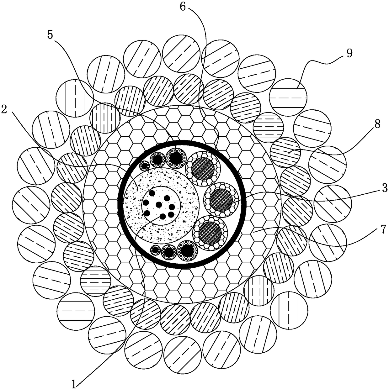 High temperature resistant photoelectric composite optical fiber for oil well and production method thereof