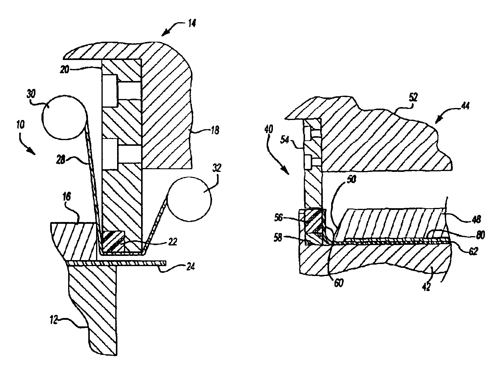 Flanging and hemming process with radial compression of the blank stretched surface