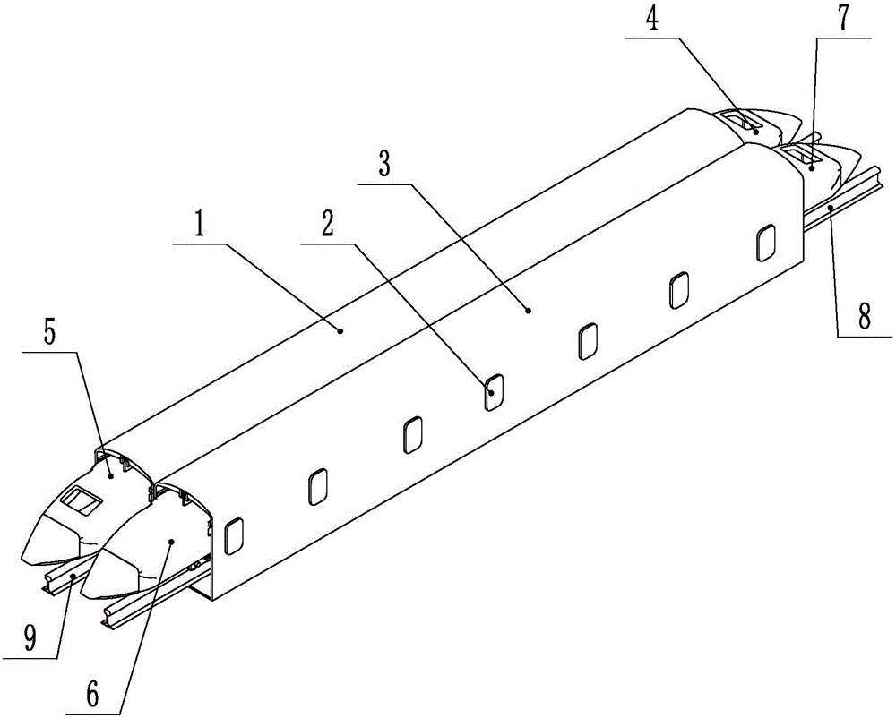 Single-rail single-wheel vacuum pipe high speed train capable of achieving electromagnetic force and inertia power magnetic force balance