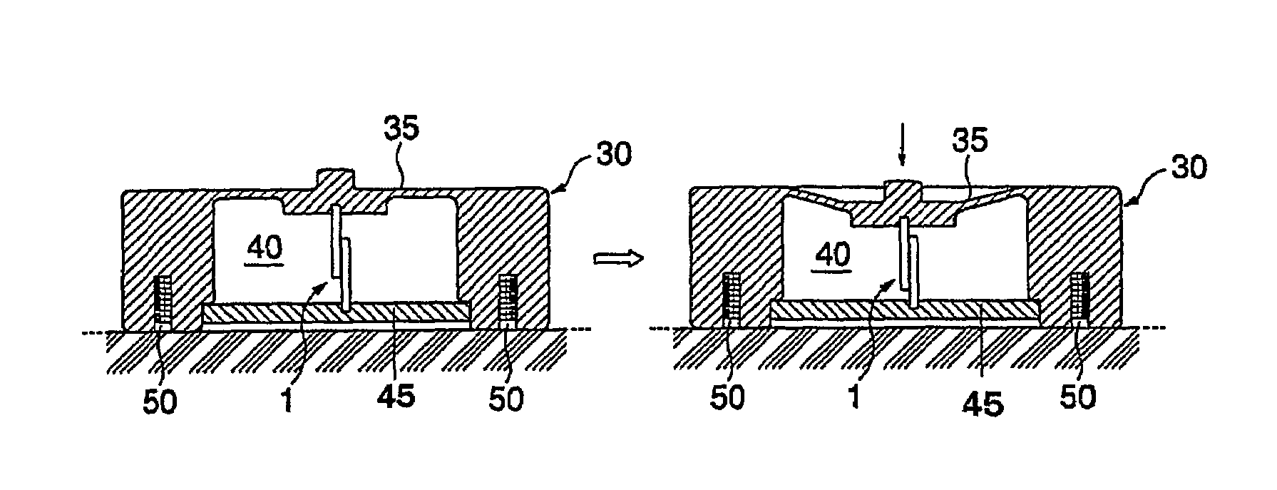 Load measuring transducer including elastic structure and gauge using induced voltage, and load measuring system using the same