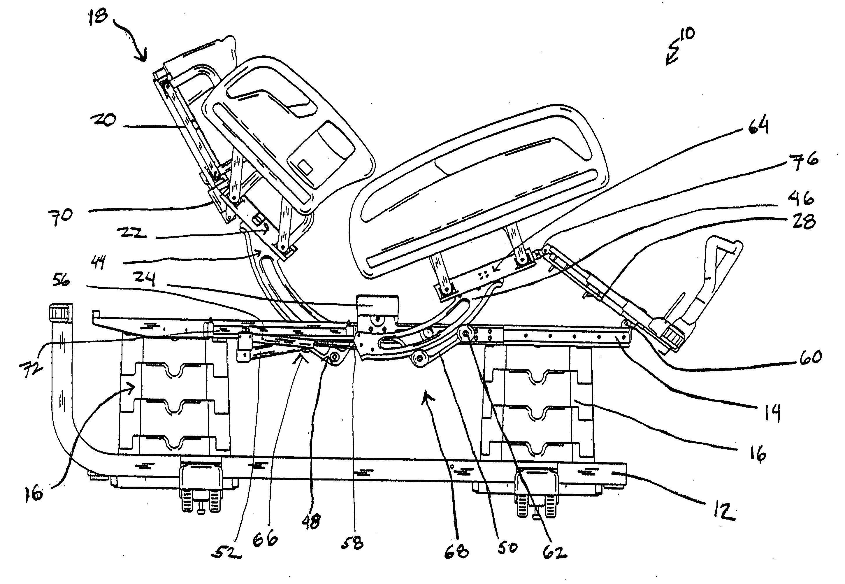 Patient support having an adjustable popliteal length apparatus, system and method