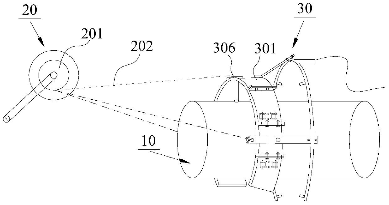 Overhead pipeline paint spraying walking device and overhead pipeline paint spraying method