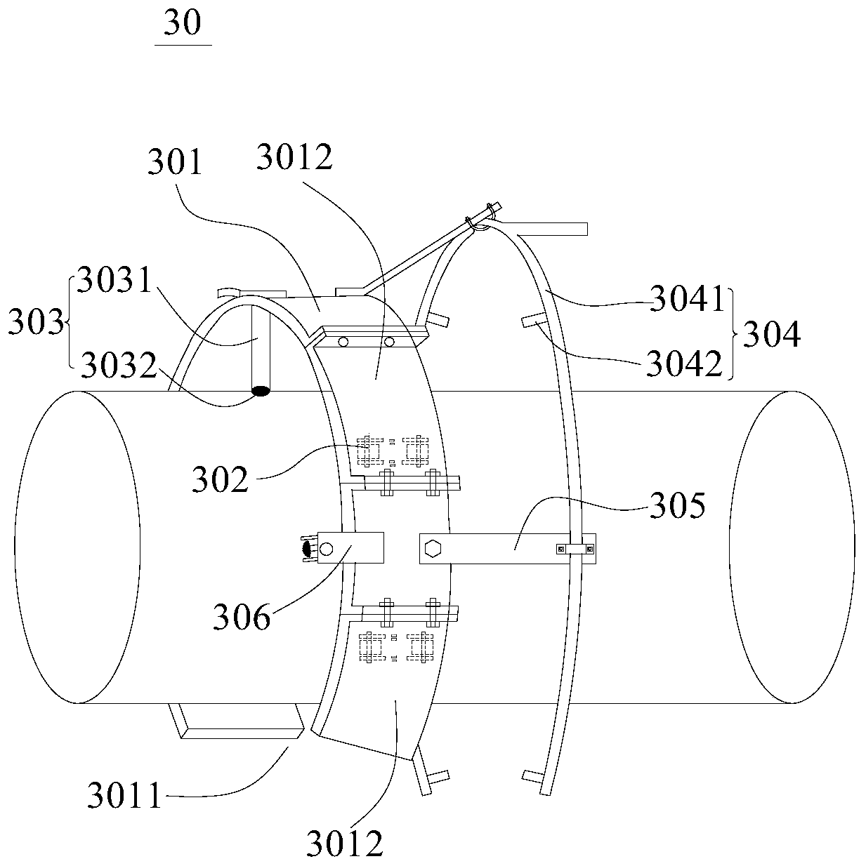 Overhead pipeline paint spraying walking device and overhead pipeline paint spraying method