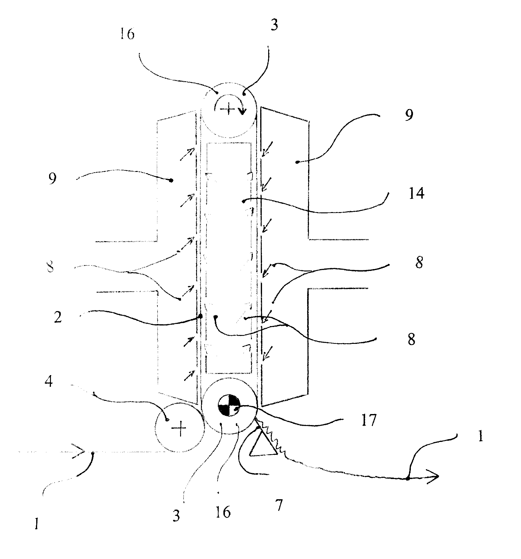 Device for drying and treating a tissue paper web