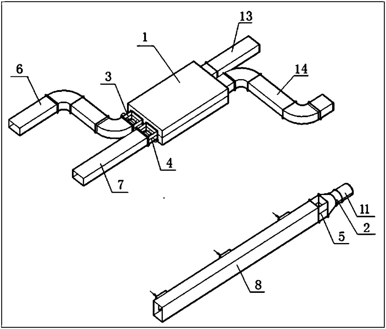 Exhaust air and fresh air combined ventilation system of gas fire control room