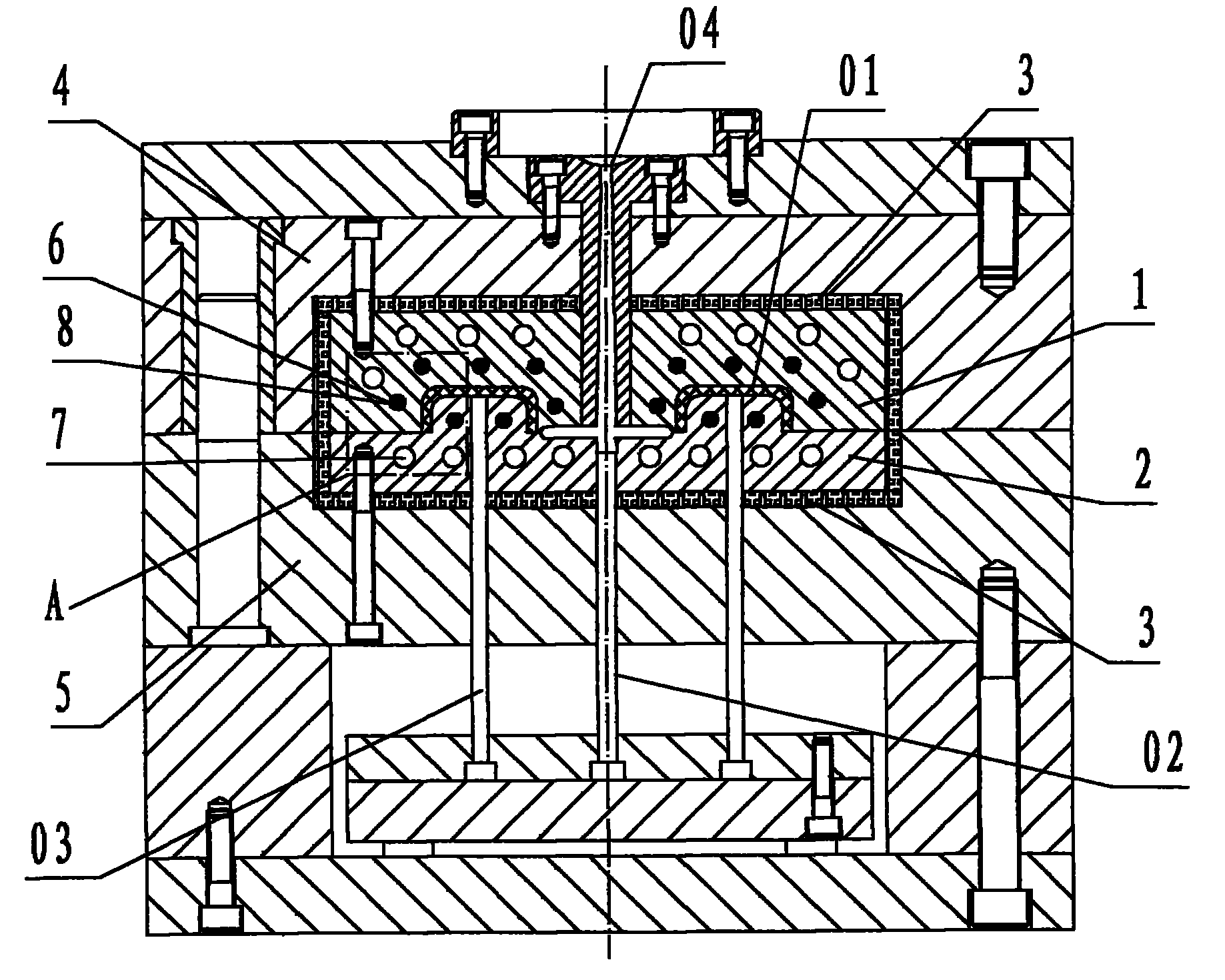 An electrical heating high light injection mold of isolation energy-saving structure