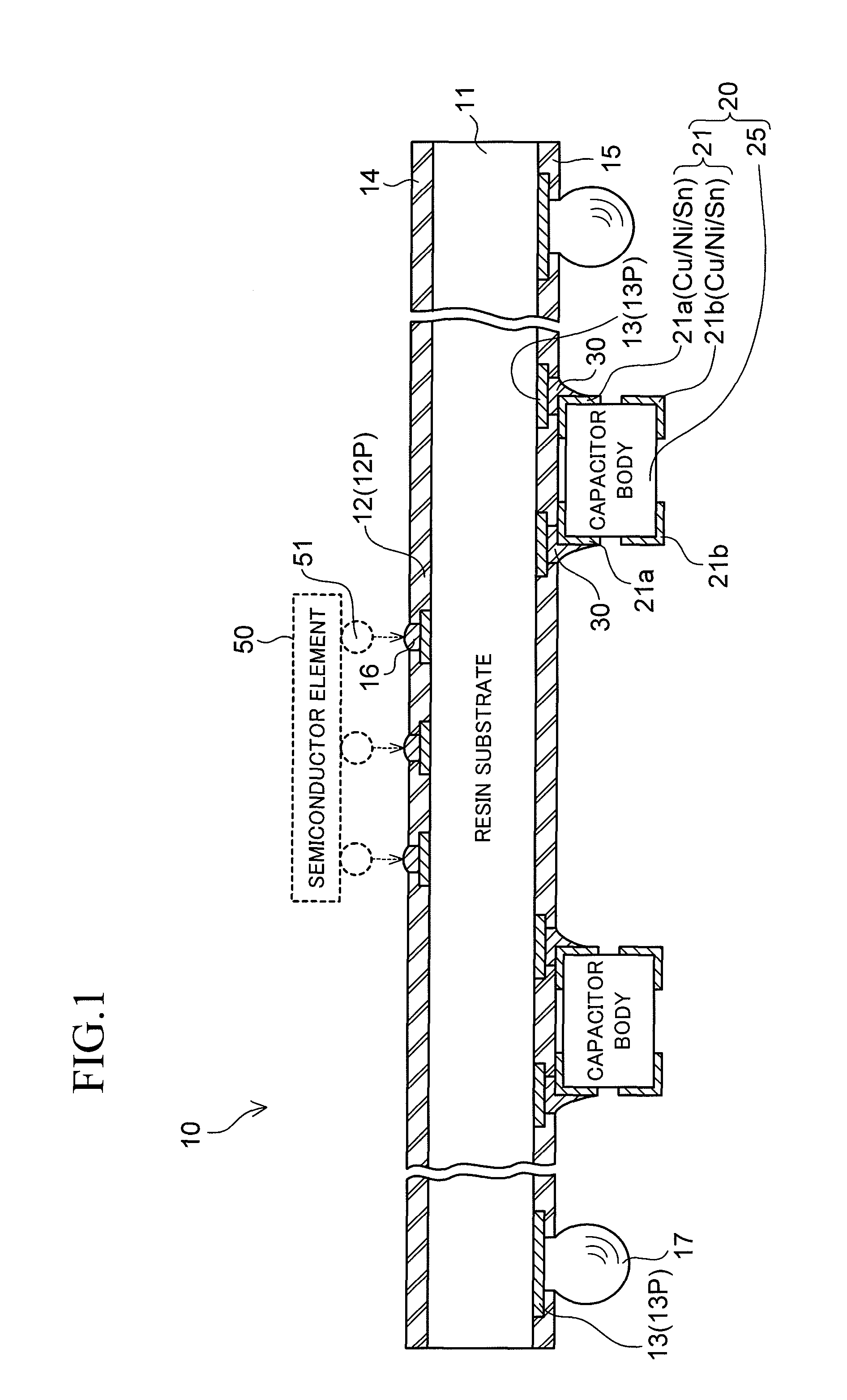 Chip component mounted wiring board