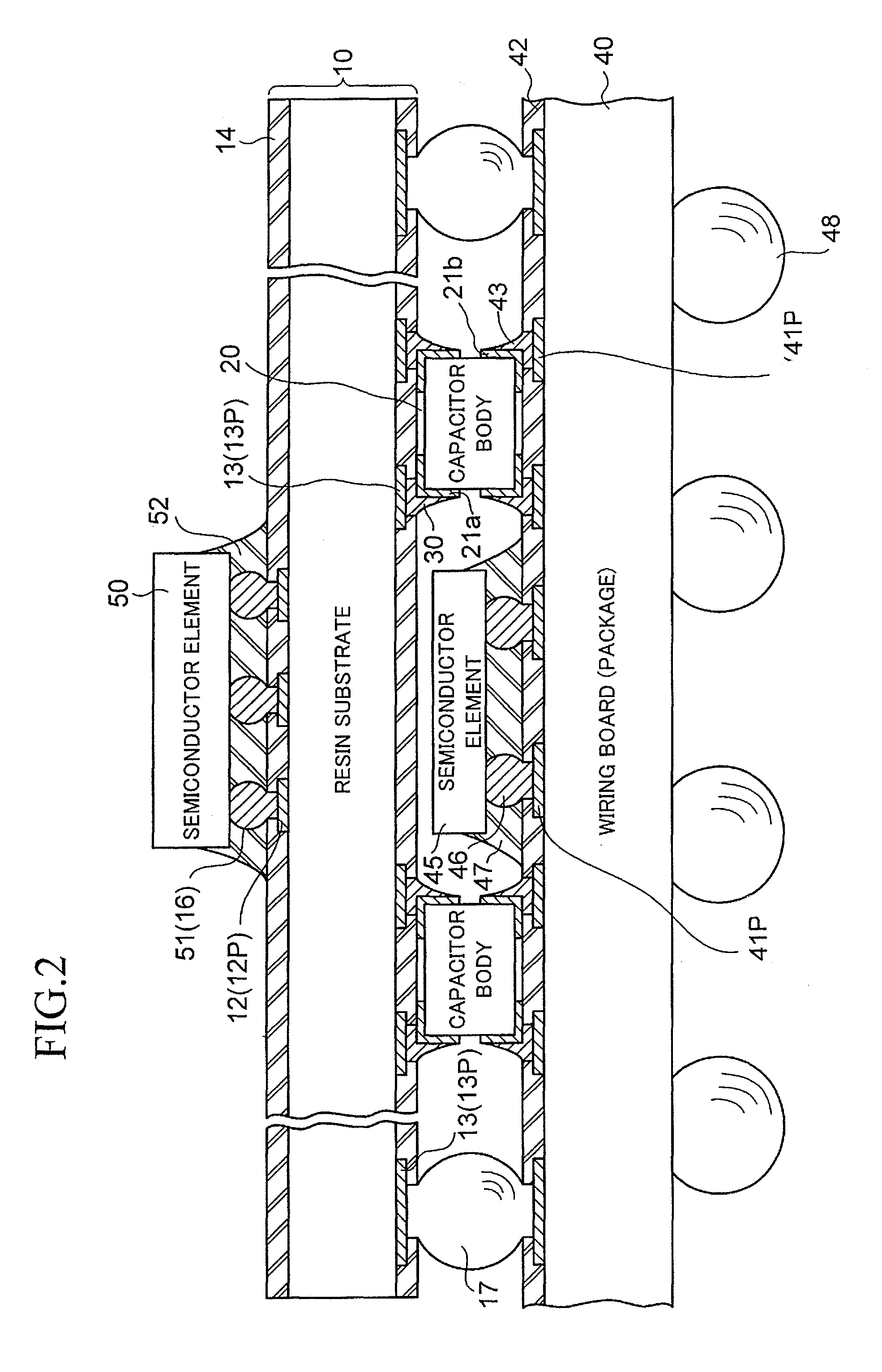 Chip component mounted wiring board