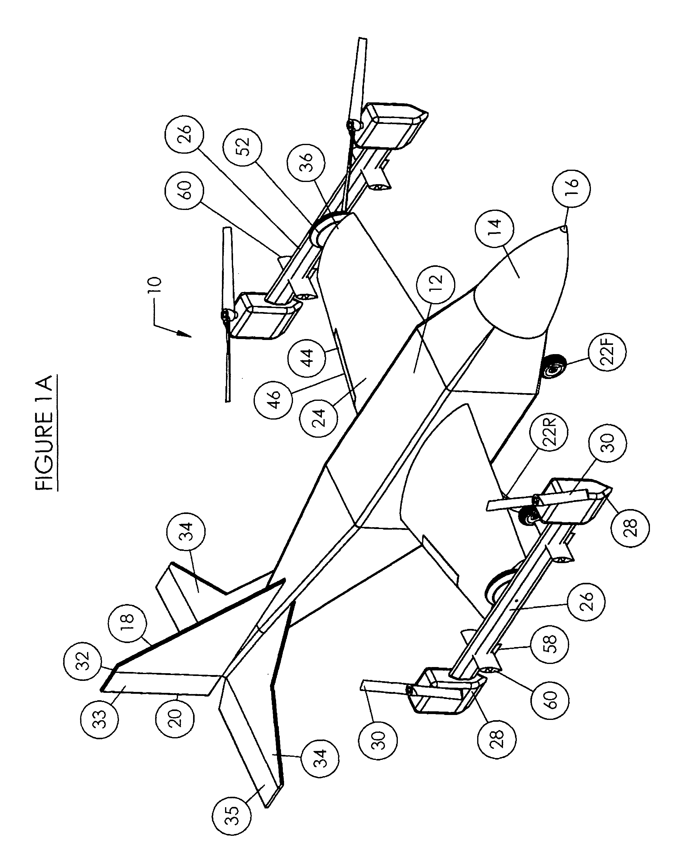 Aircraft with wings and movable propellers