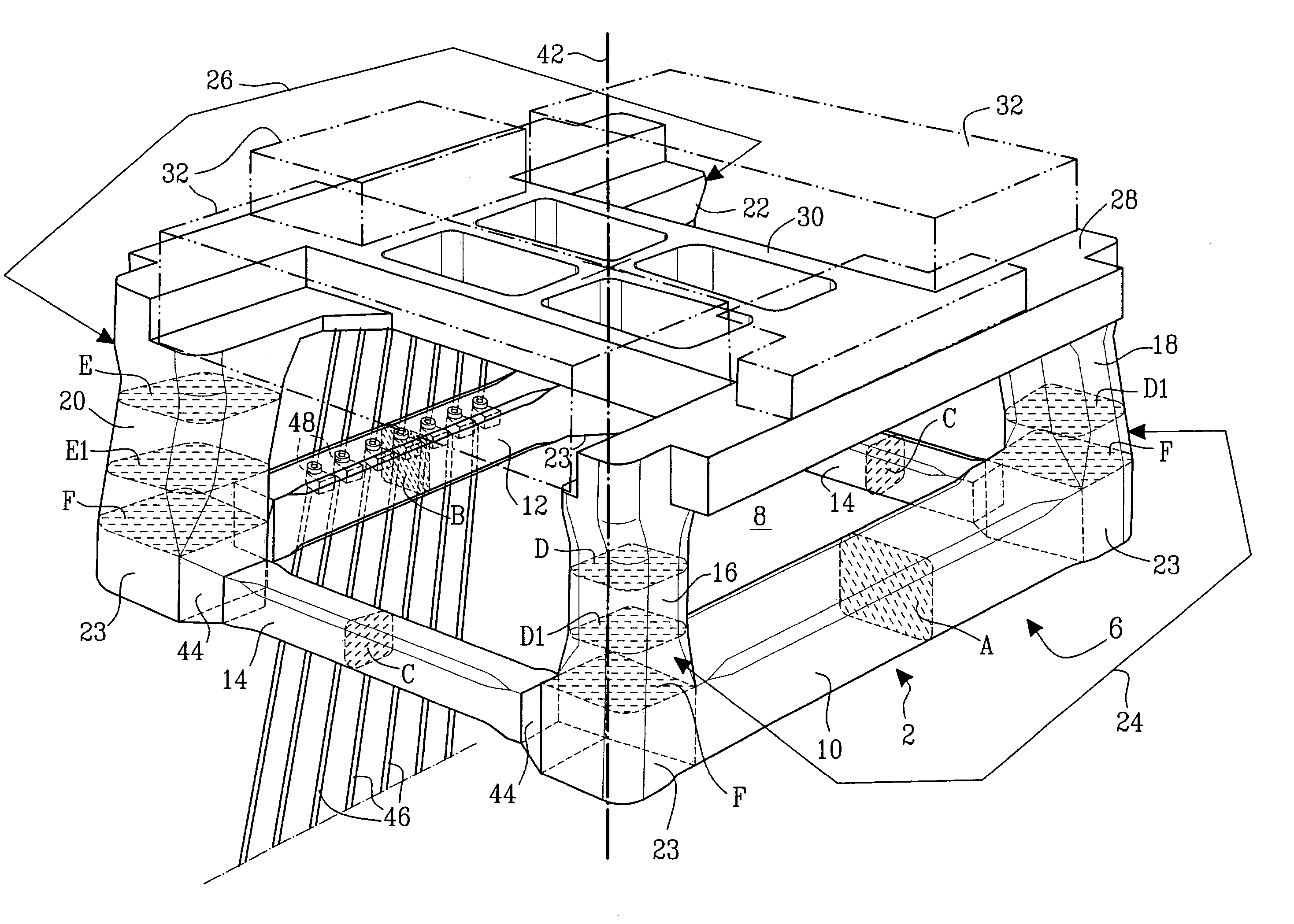 Semi-submersible offshore vessel