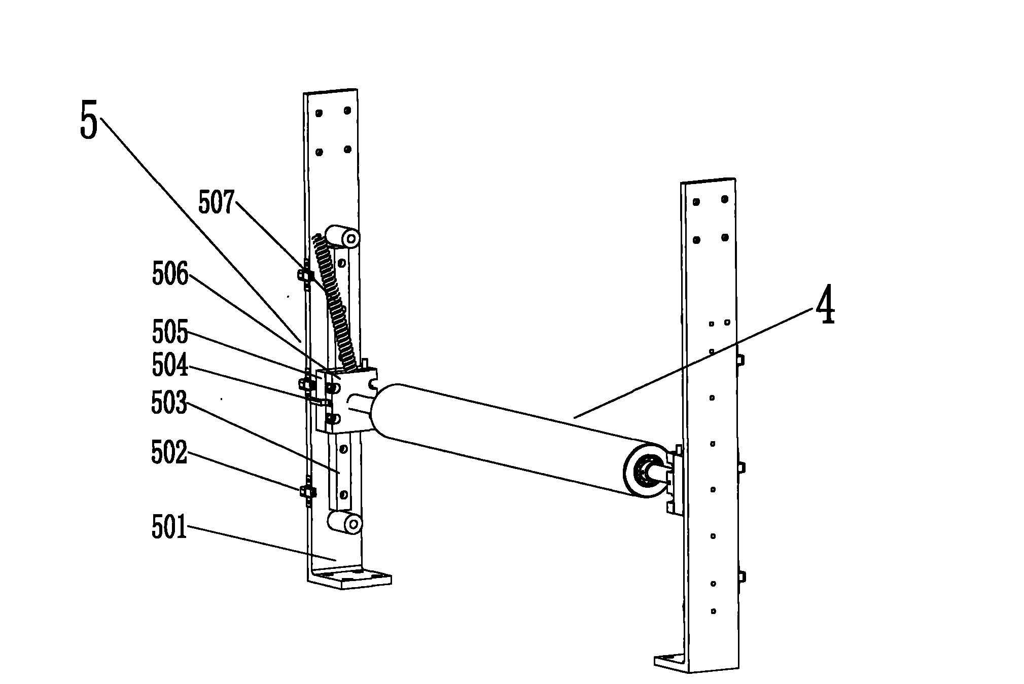 Coiled material conveying and tensioning device