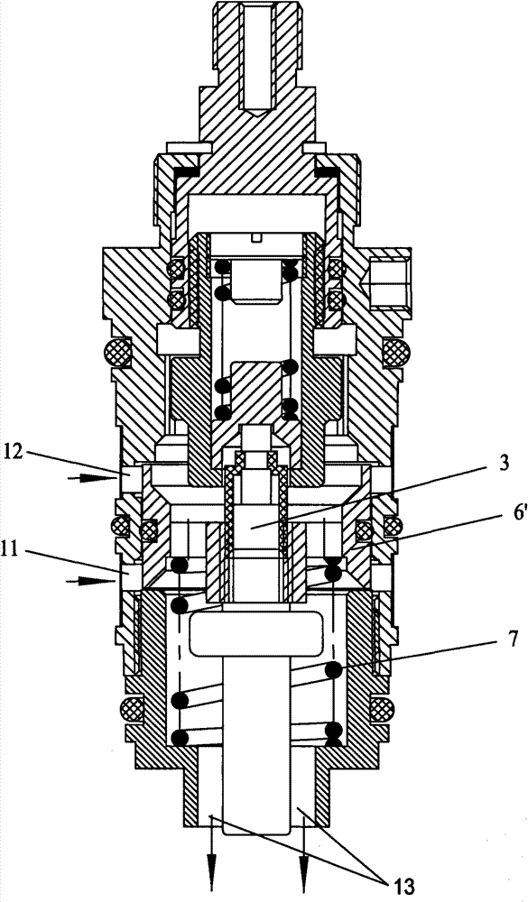 Temperature-sensing valve core with cold water inlet and hot water inlet which are exchanged