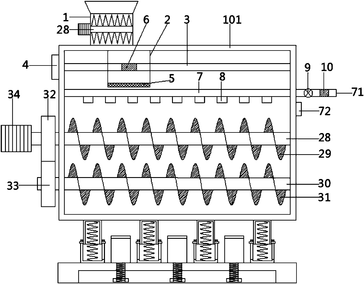 Efficient stirring device for building mortar production