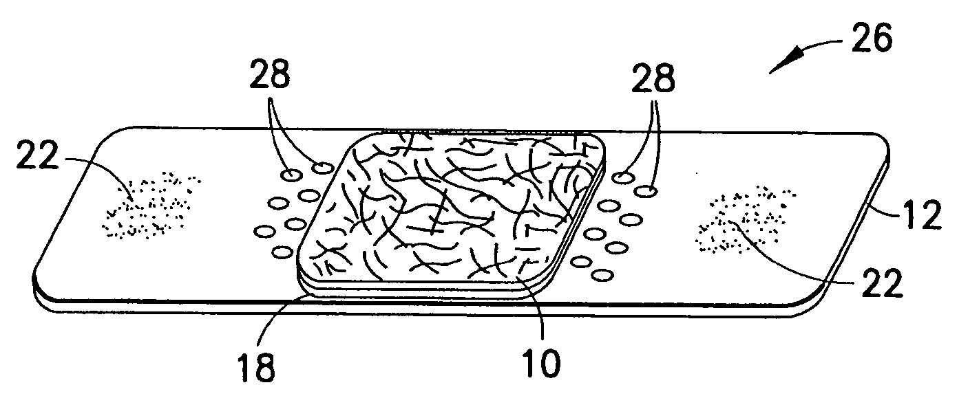 Hemostatic device with oxidized cellulose pad