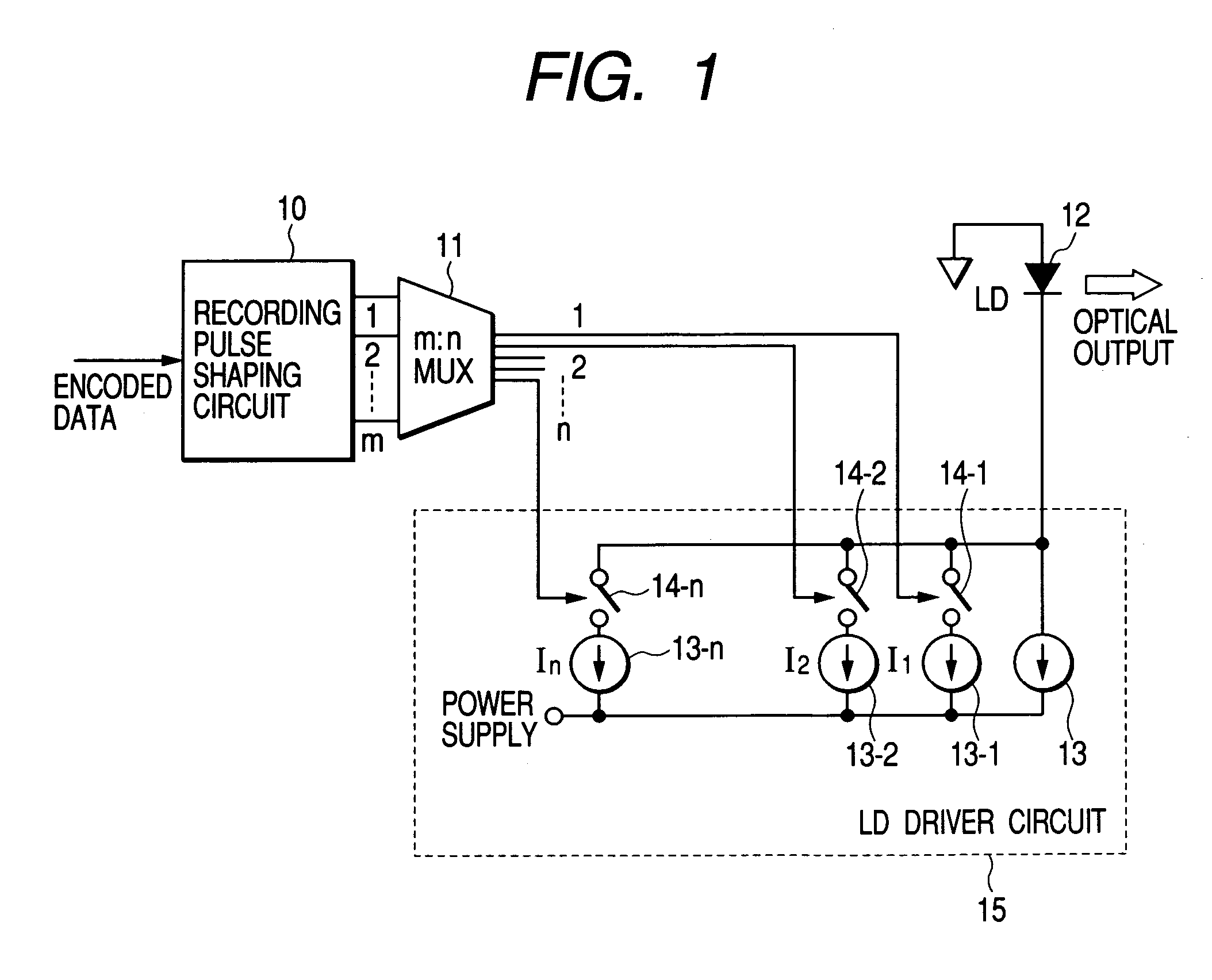 Optical recording method using multiplexer and plural pieces of data bits