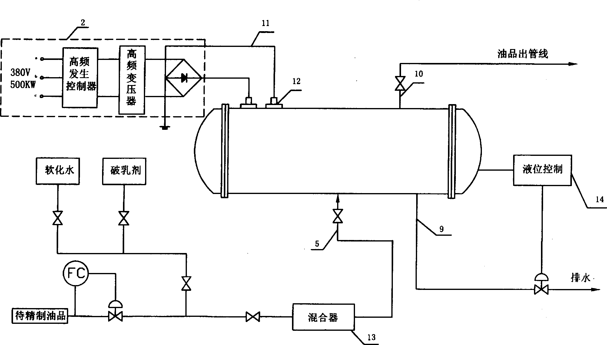 High-frequency and high-pressure oil and water separating method and devices