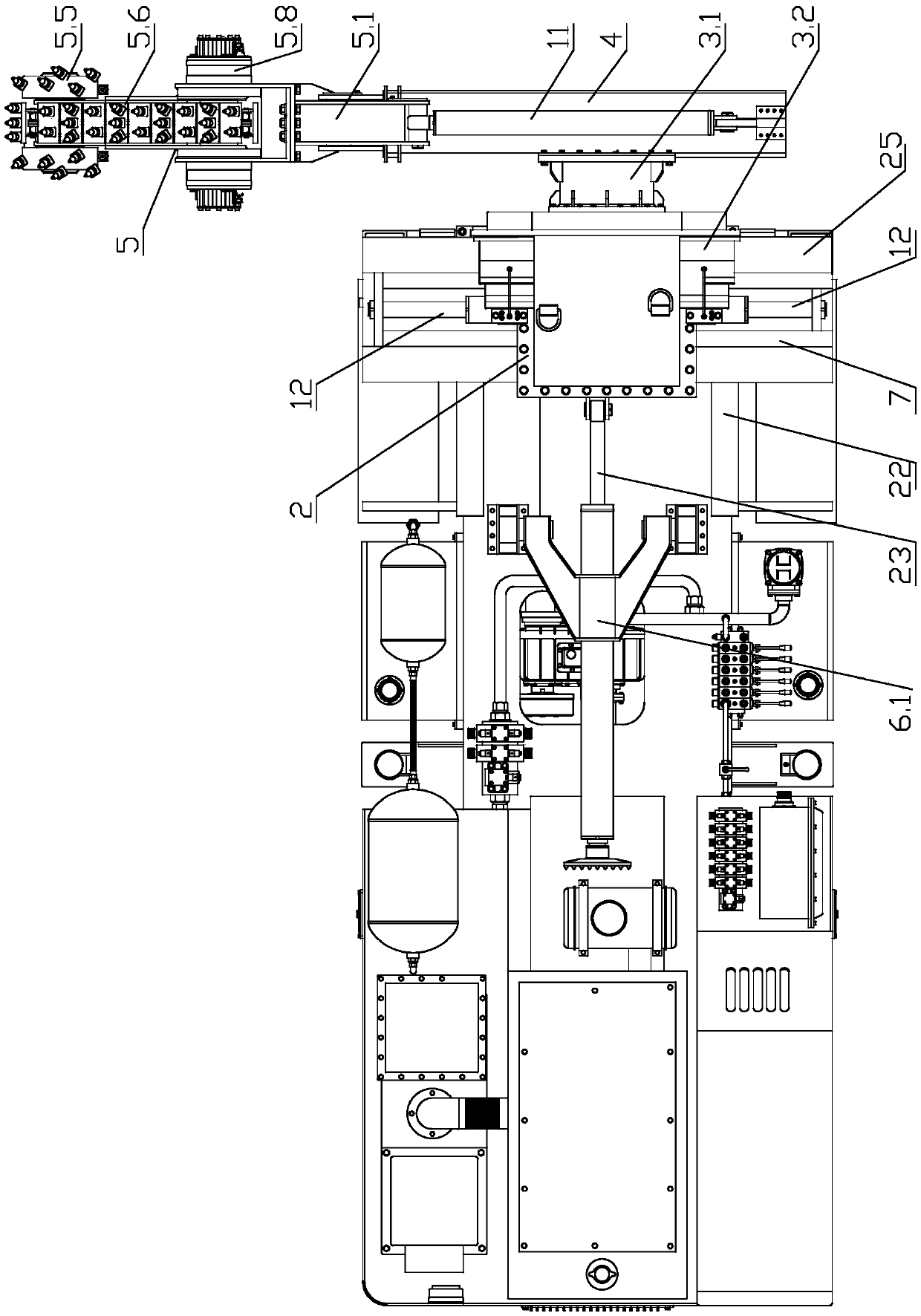 Rotary arm milling machine for coal mining roadway