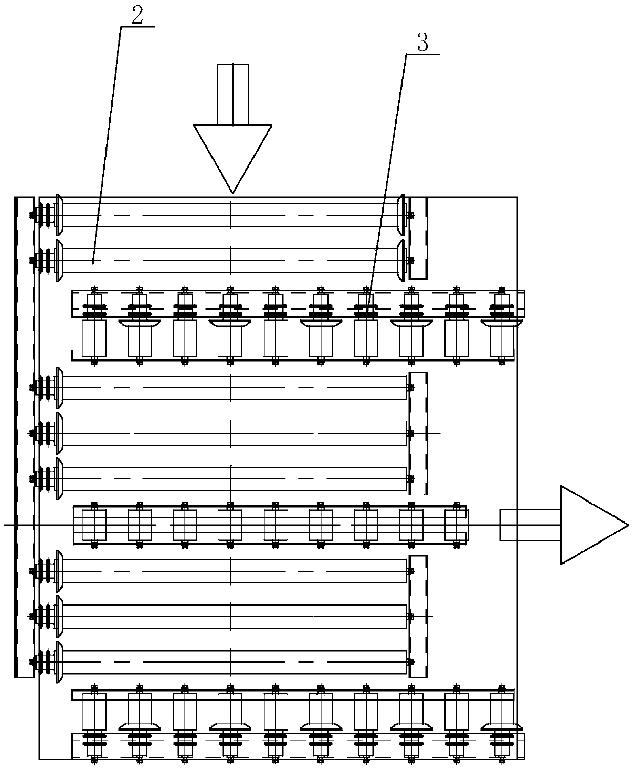 Intersected transversely-moving type roller conveyer