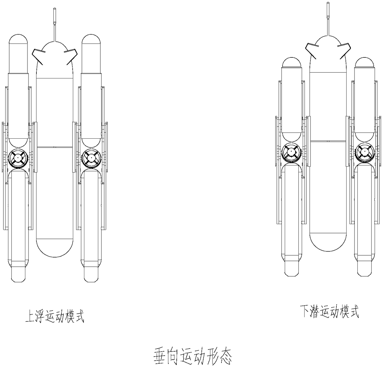 Transformation submersible based on buoyancy drive and non-axial vector propelling and working method of transformation submersible