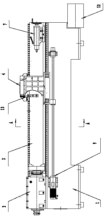 Follower rest device for horizontal gantry lathe