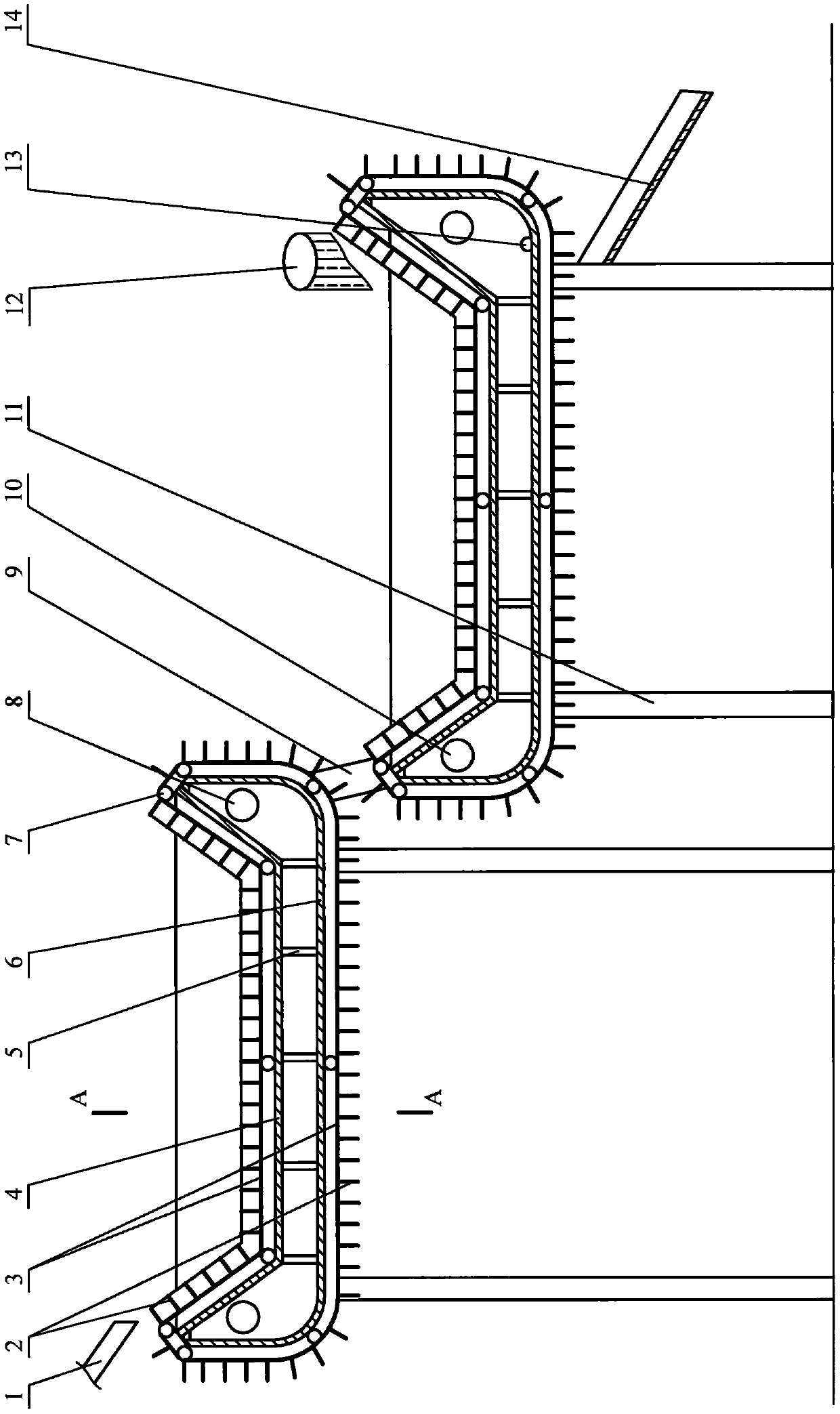 Method and device for continuously rinsing chemical activated carbon