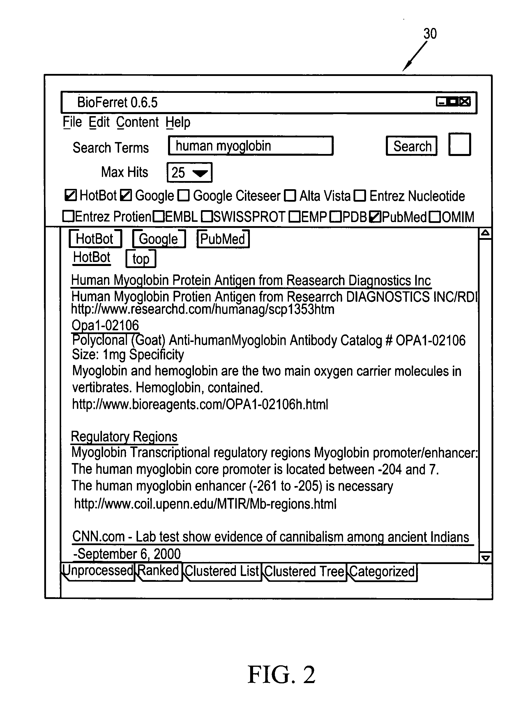 Systems, methods and computer readable media for performing a domain-specific metasearch, and visualizing search results therefrom