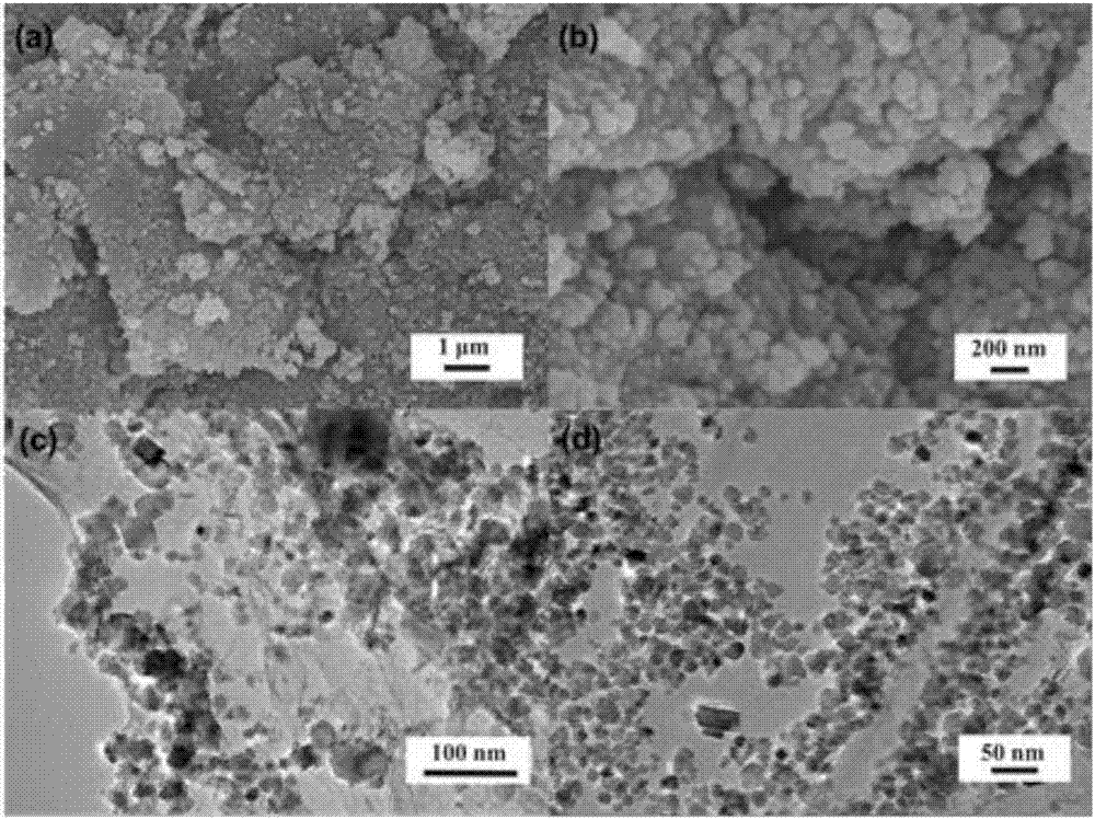 Method for extremely fast preparing ferroferric oxide/graphene lithium ion battery composite negative electrode material