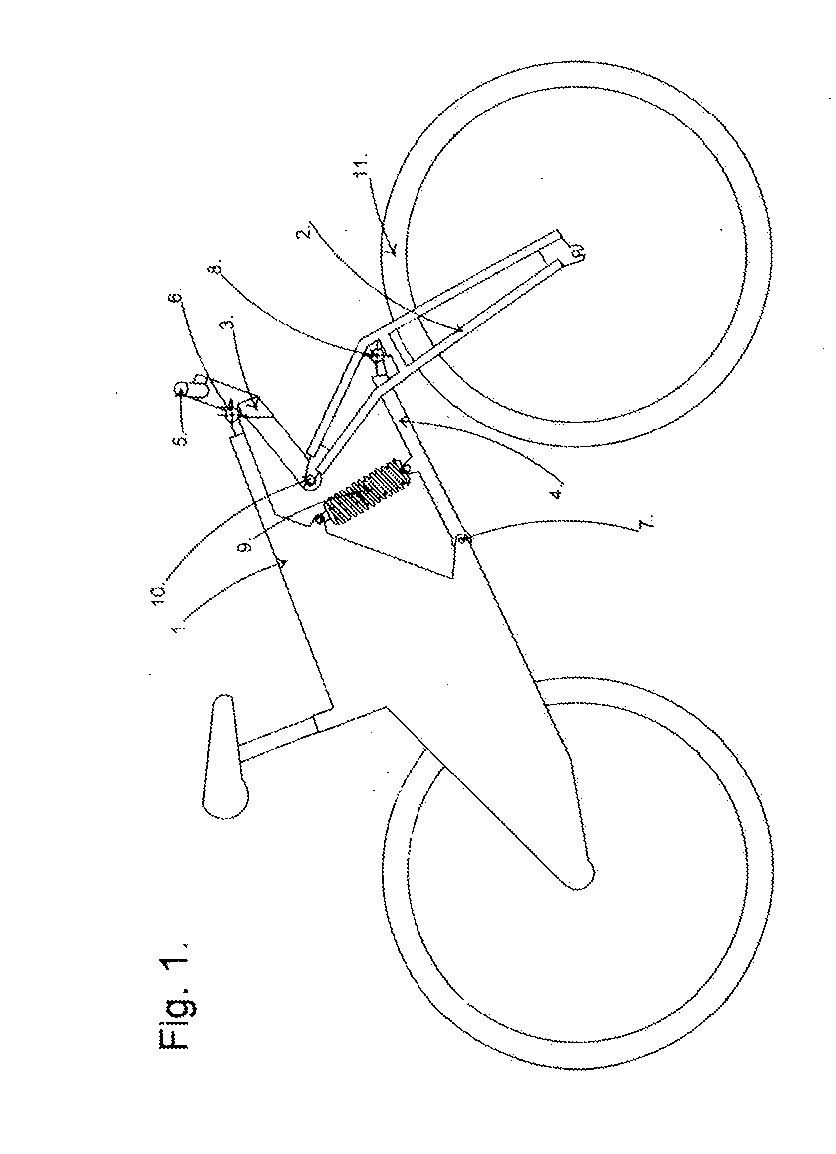 Suspension system for the front wheel of single-track two- wheeled vehicles namely motorcycles and bicycles