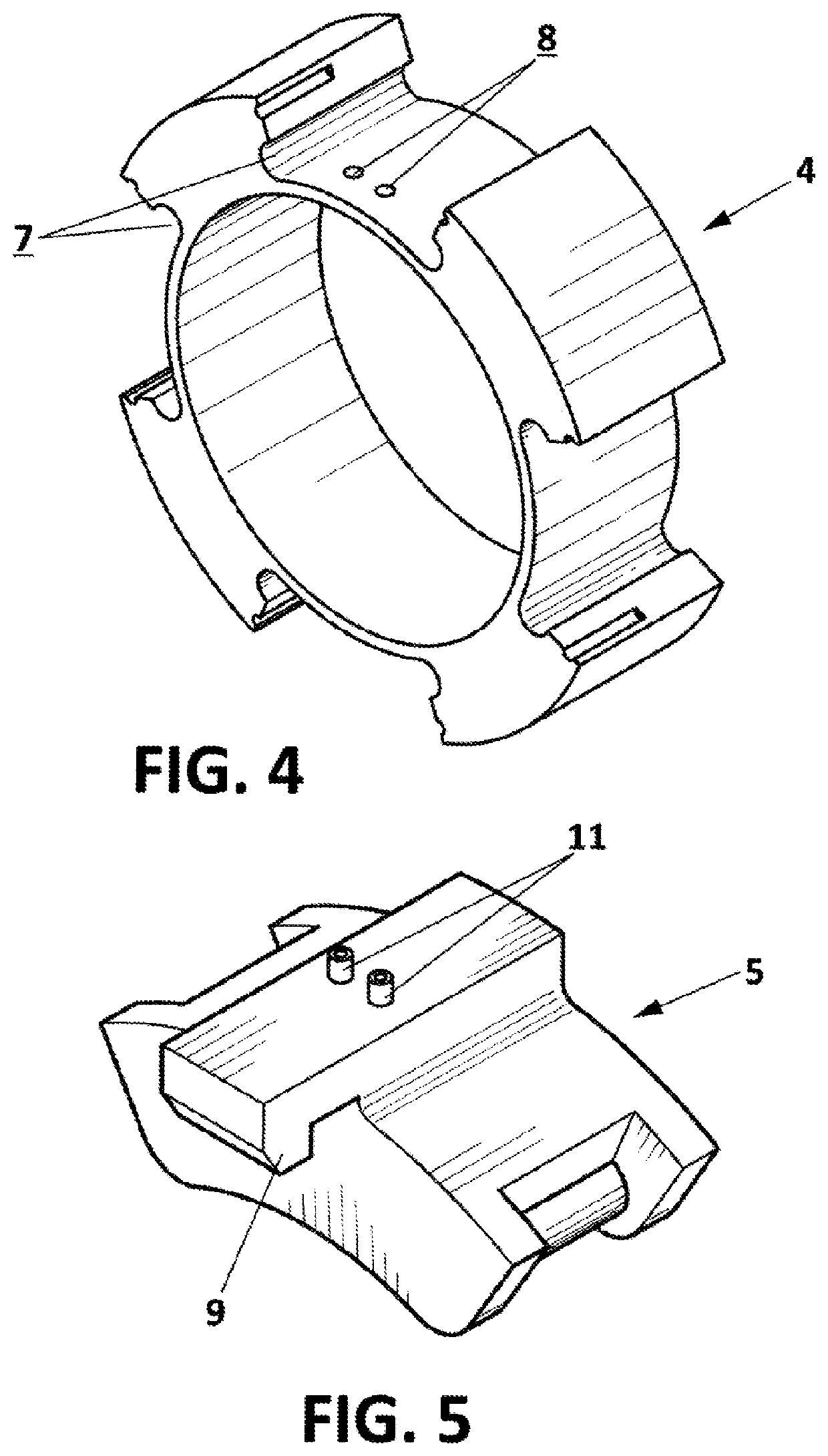 Connection device for pipe elements