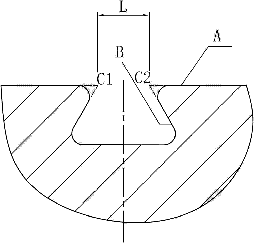 Method for measuring size of opening of transition arc dovetail groove