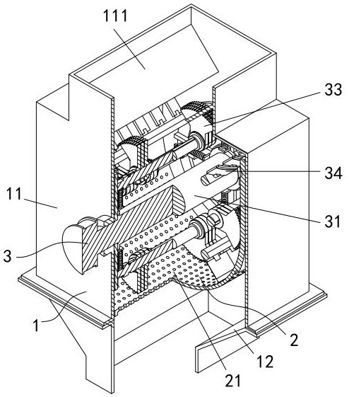 An automatic crushing device for preparing grain raw materials for poultry feed