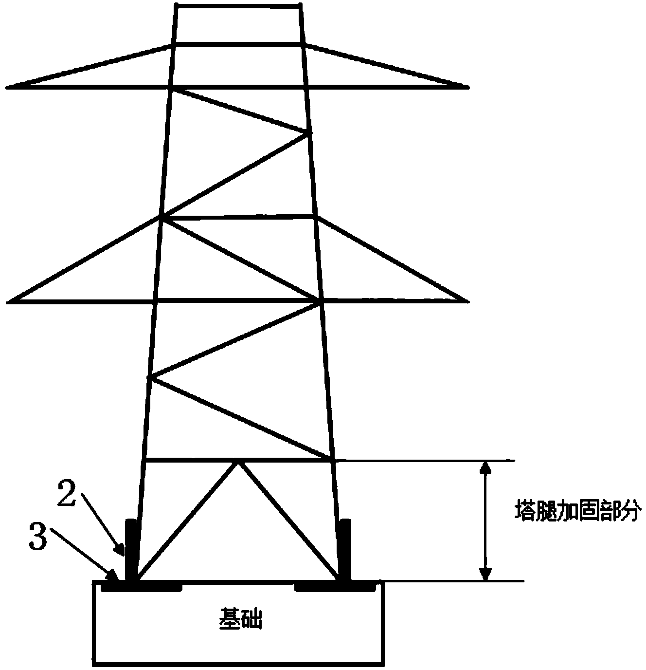 Method for field welding and strengthening of power transmission line steel angle tower leg