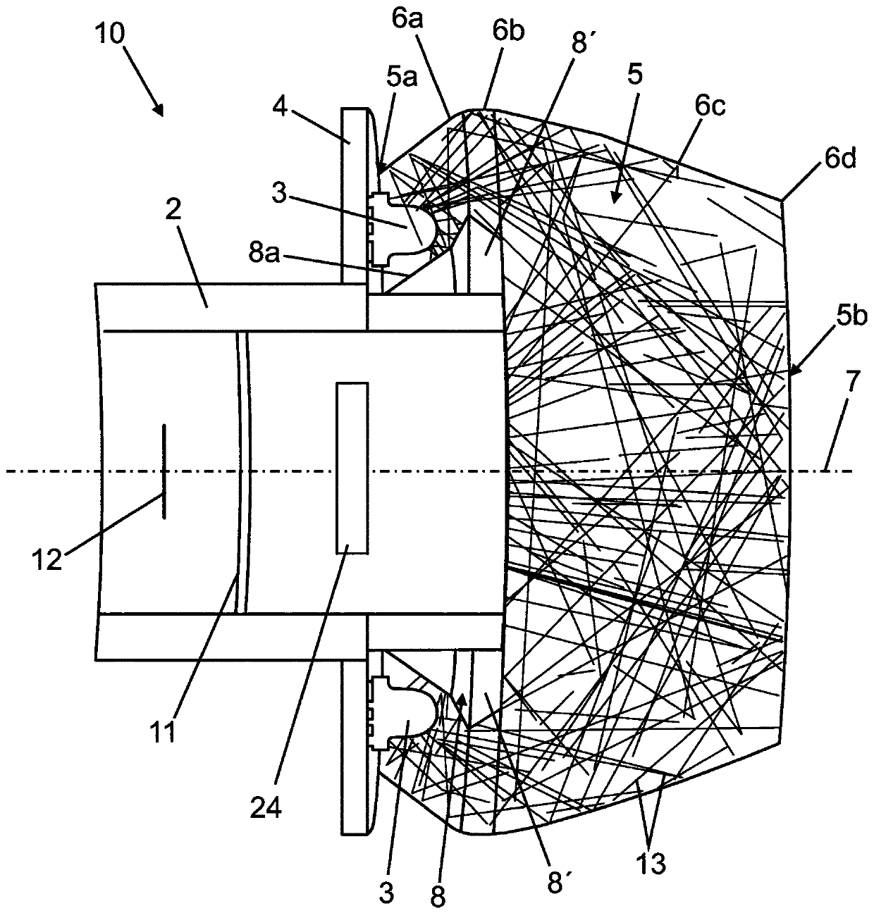 An illumination device for an optical system of a reader apparatus