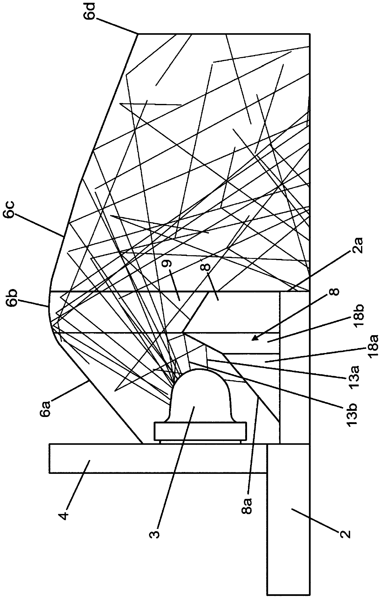 An illumination device for an optical system of a reader apparatus