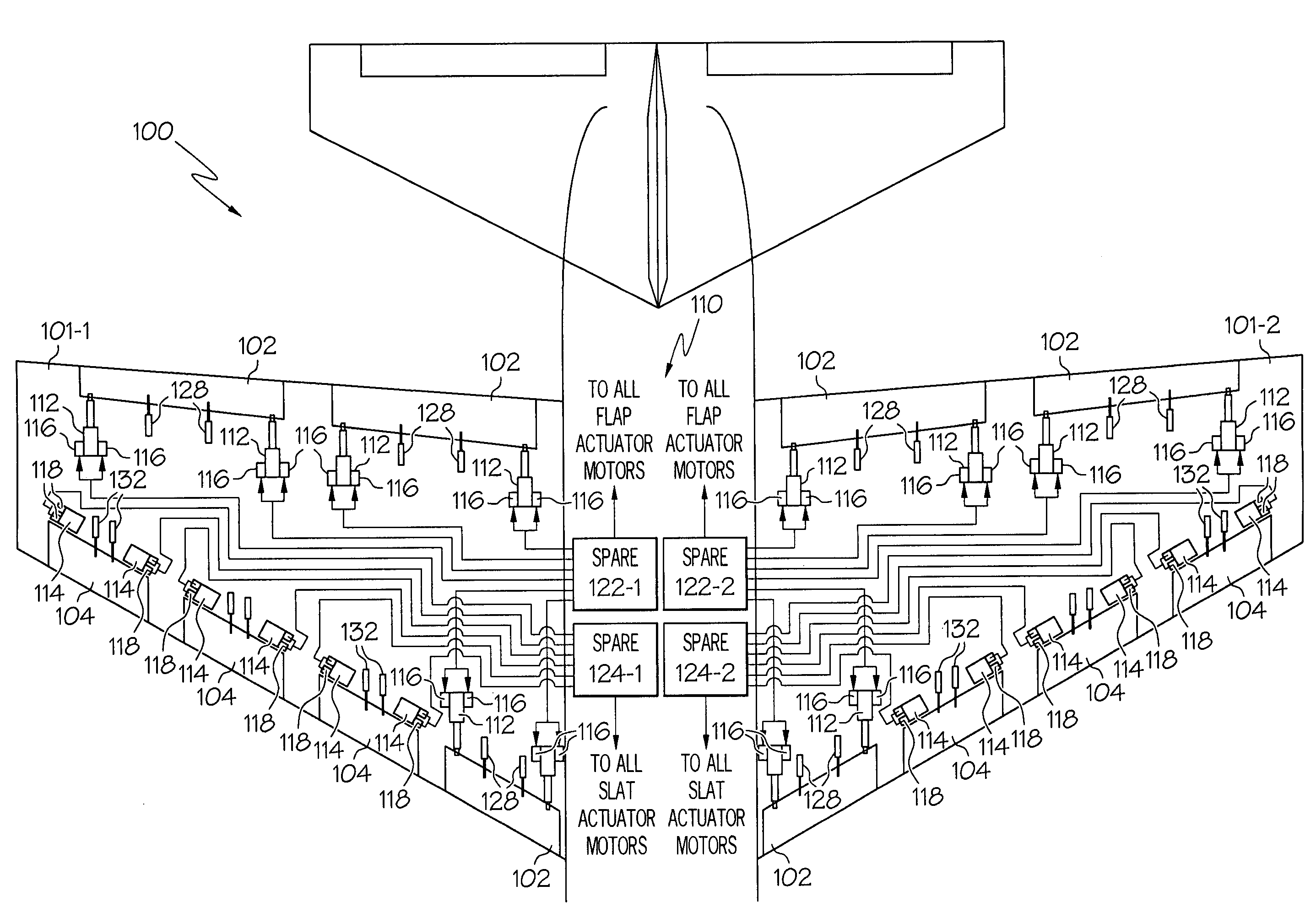 Electric flight control surface actuation system for aircraft flaps and slats