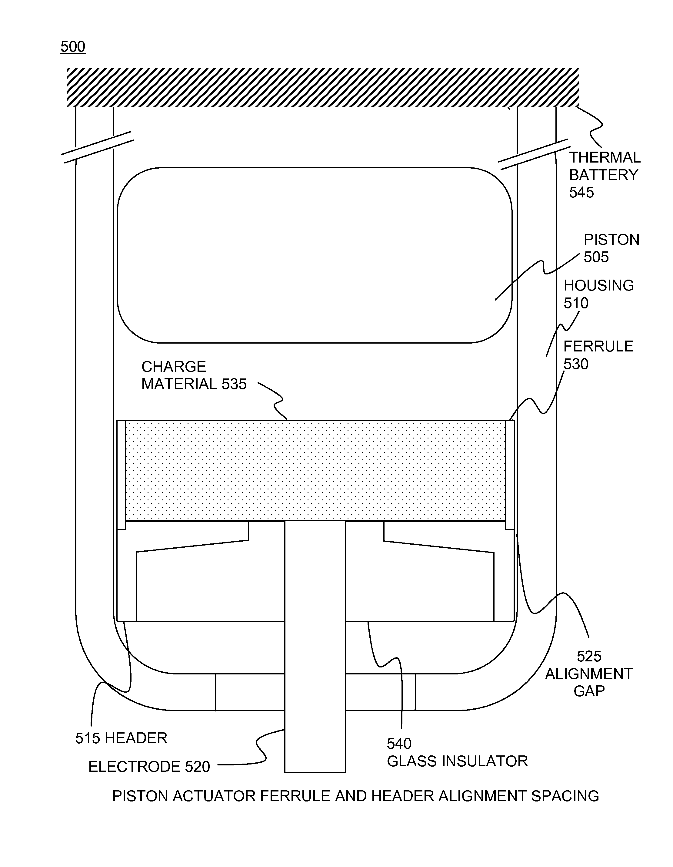 Enhanced reliability miniature piston actuator for an electronic thermal battery initiator