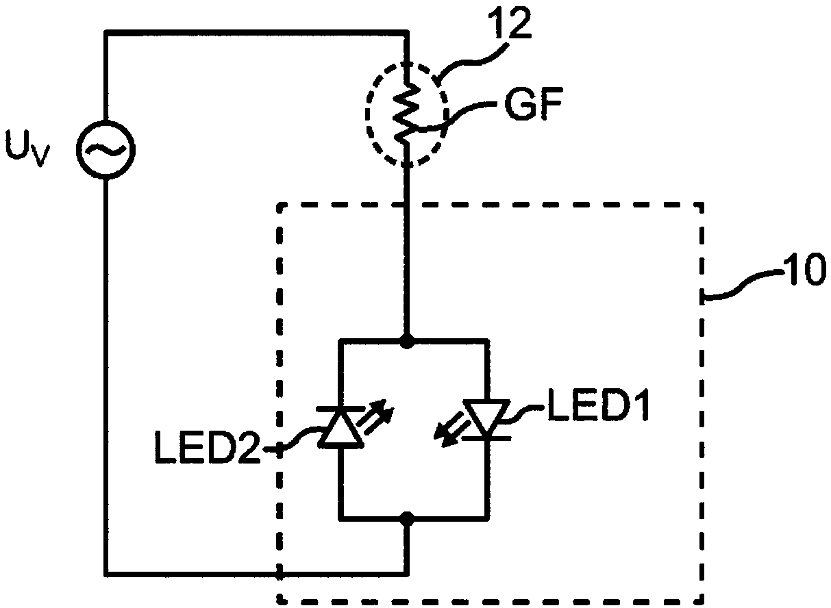 Lighting means having at least one LED