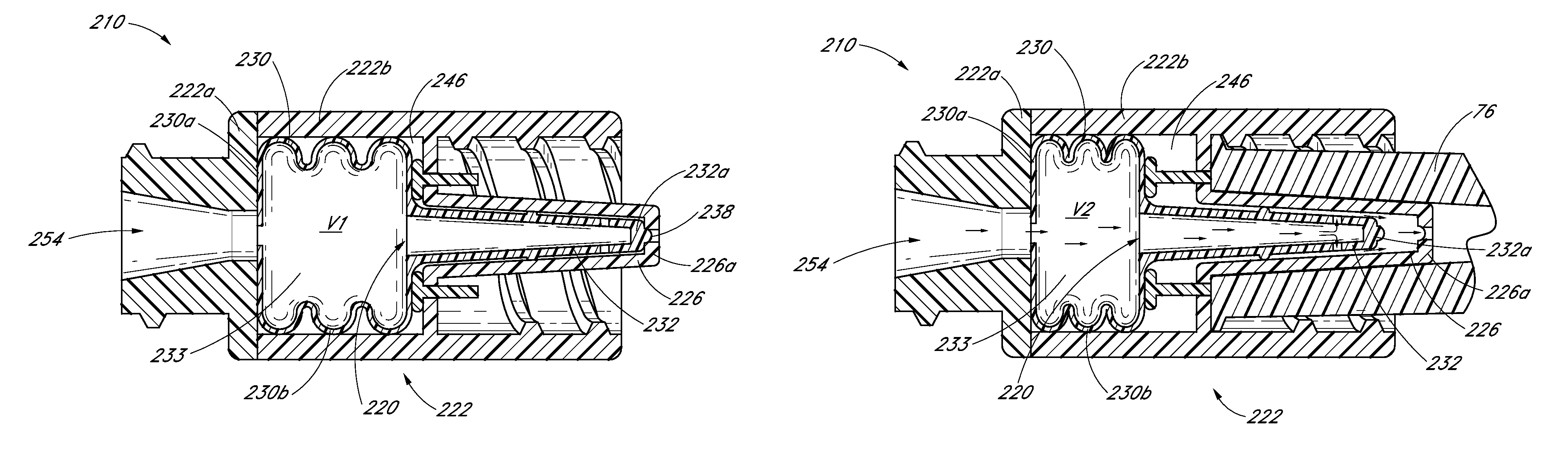 Medical connector with closeable luer connector