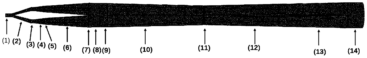 Mode converter from rectangular waveguide TE10 mode to circular waveguide TE02 mode