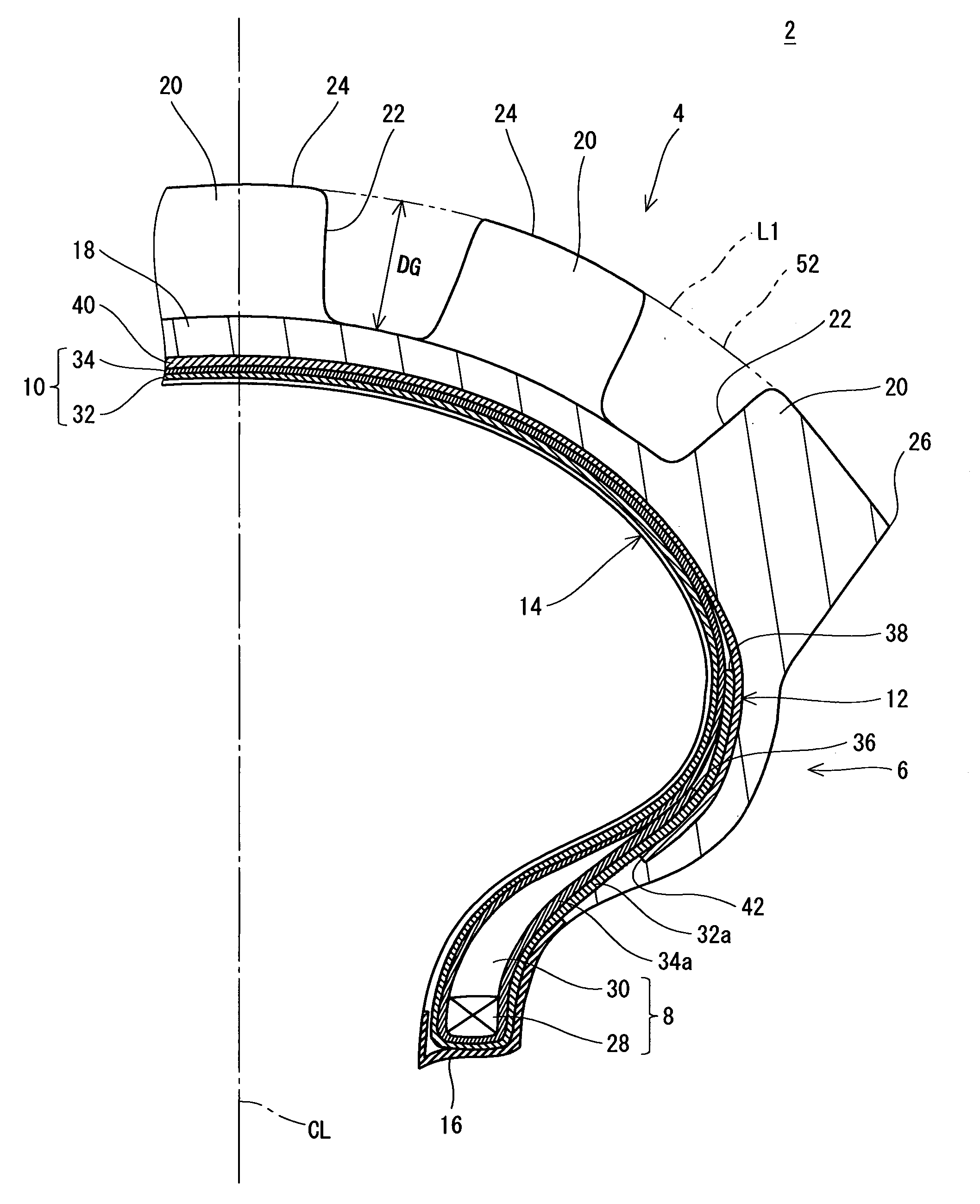 Motorcycle tire for off-road