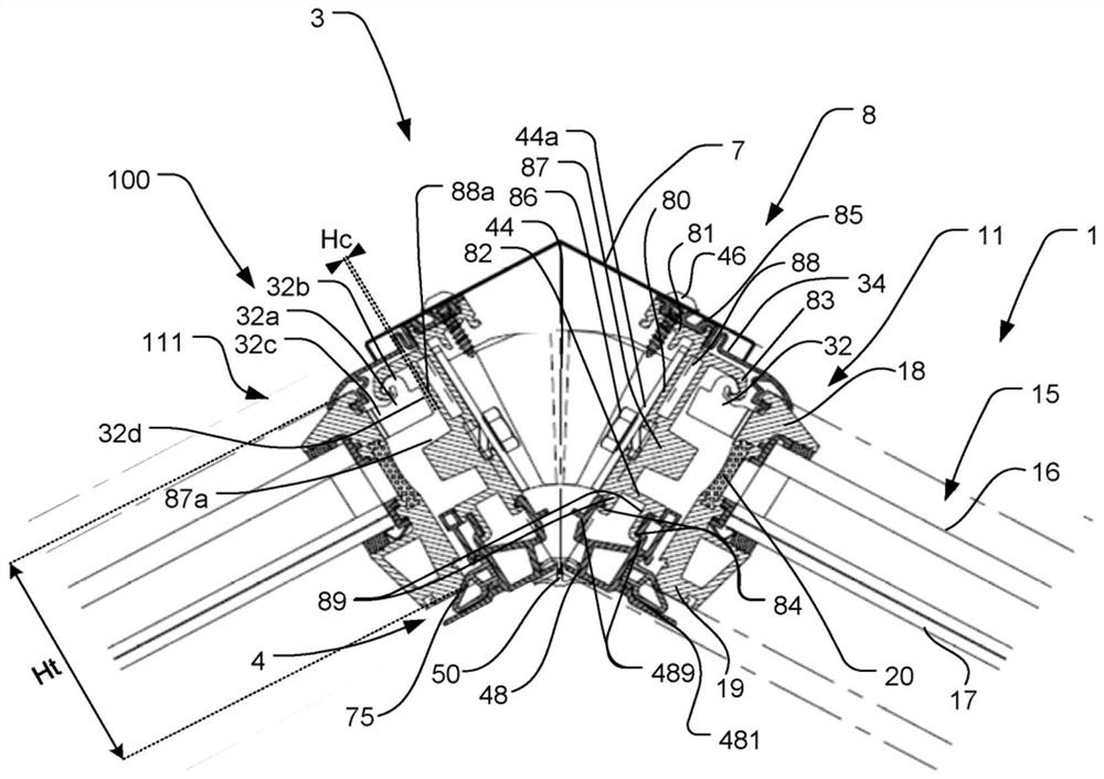 Panel system having mounting and hinge assembly with mounting profile and hinge