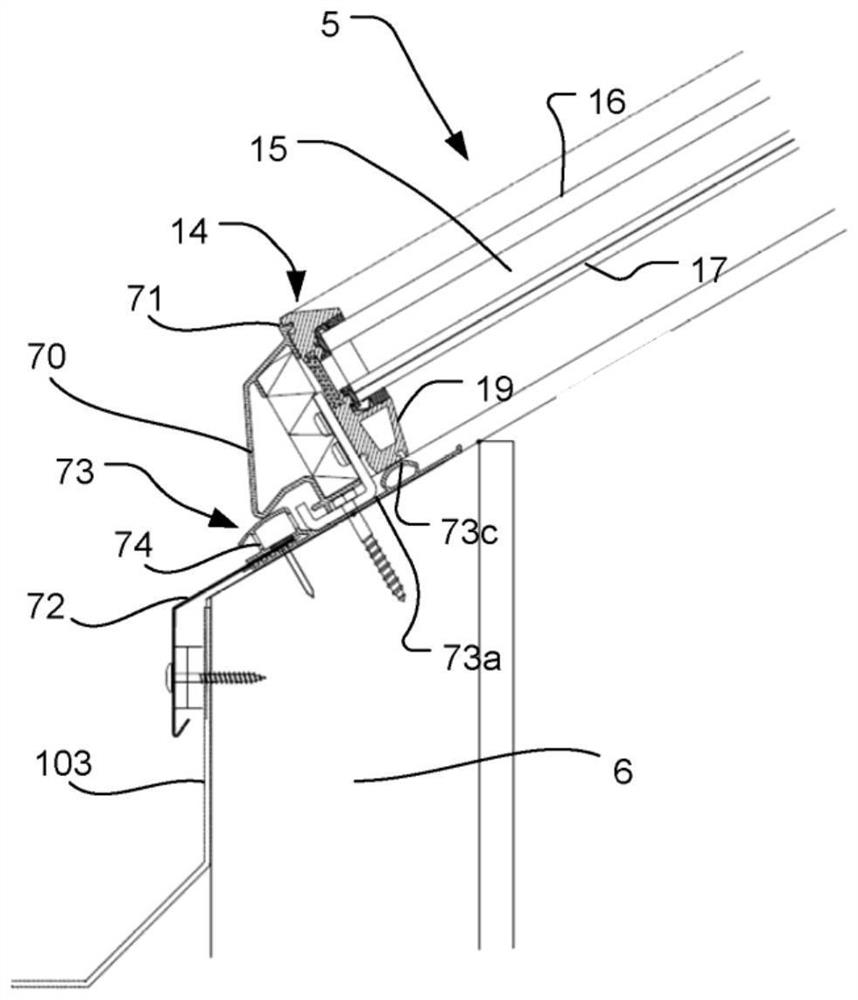 Panel system having mounting and hinge assembly with mounting profile and hinge