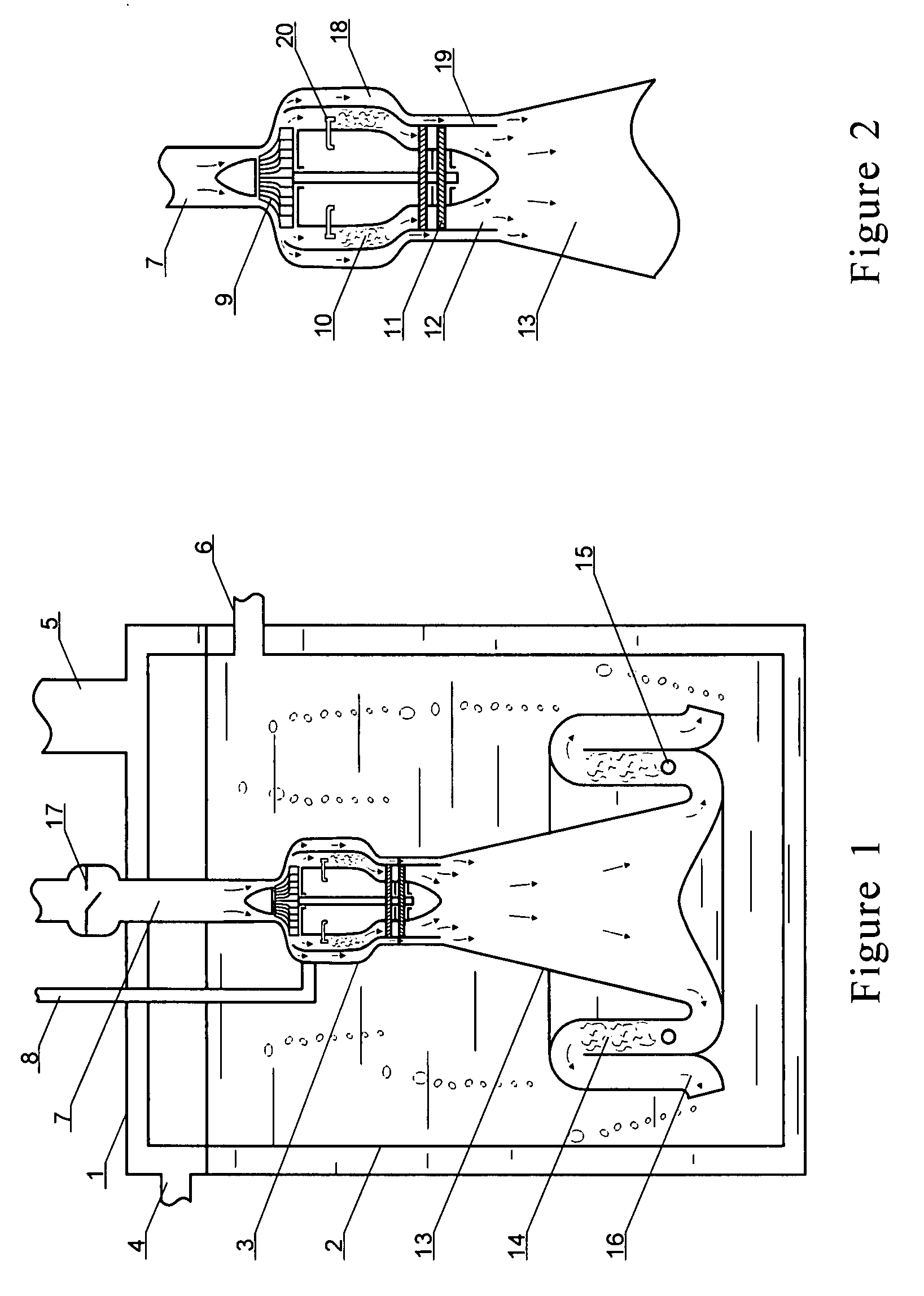 Method and device of turbine submerged combustion boiler