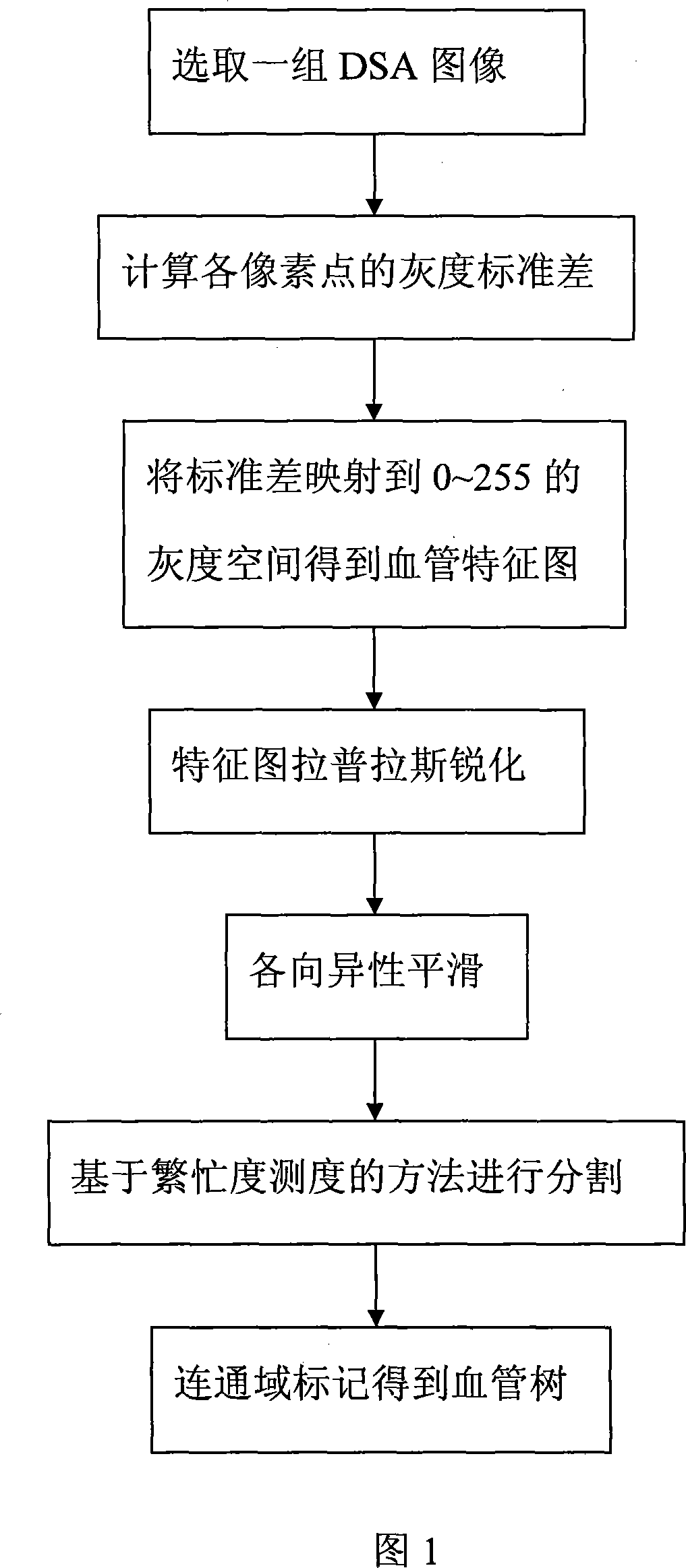 Method for segmenting blood vessel data using serial DSA image