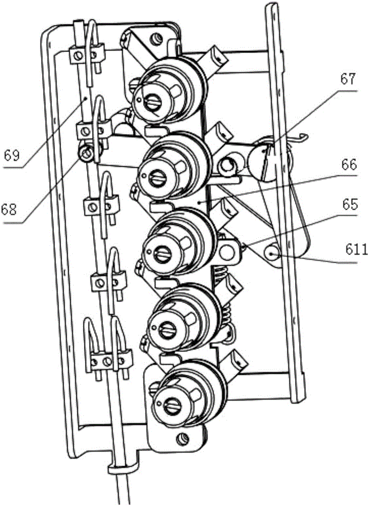 Drive mechanism integrating trimming, thread slacking, routing and presser foot lifting and sewing machine