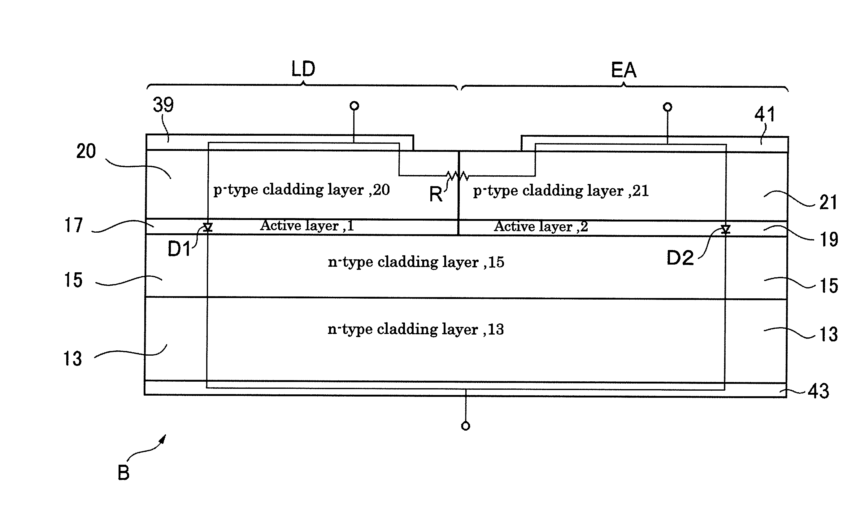 Integrated semiconductor optical device and optical apparatus using the same