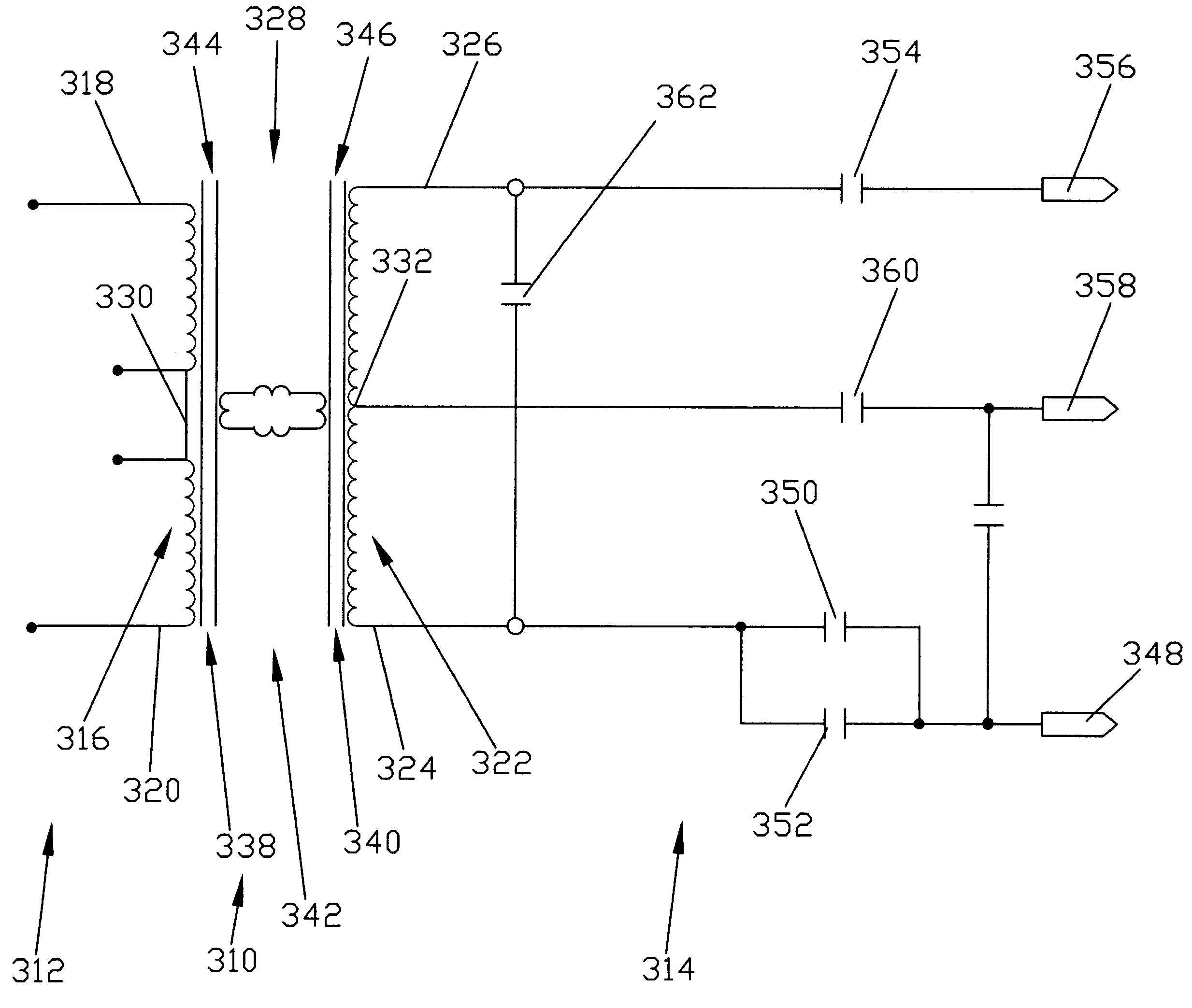 Planar transformer power supply