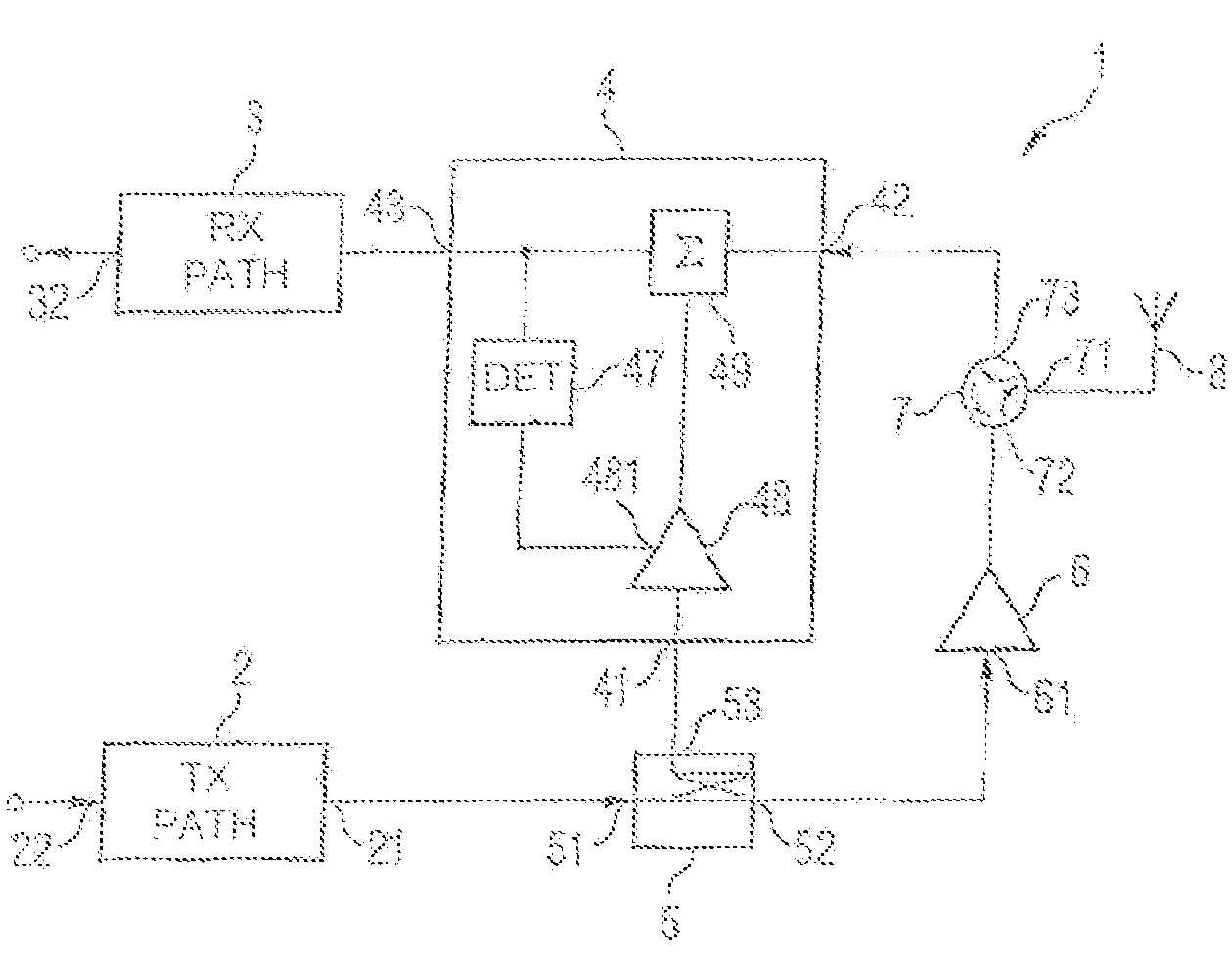 Transceiver with interference signal rejection, and method for interference signal rejection